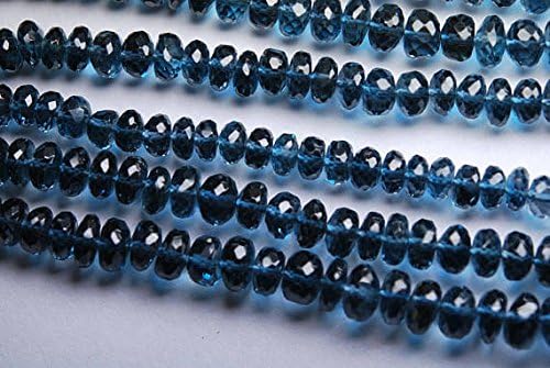 13 inch natural beads strand of 5.8-6mm faceted rondelle london blue topaz gemstone beads for DIY jewelry - necklace, bracelet, earring, ring.