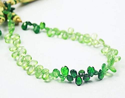 Rare Shaded Green Garnet Tsavorite Faceted Pear Drop Gemstone Craft Loose Beads 8 Inch Long 6mm 7mm Code-HIGH-2087