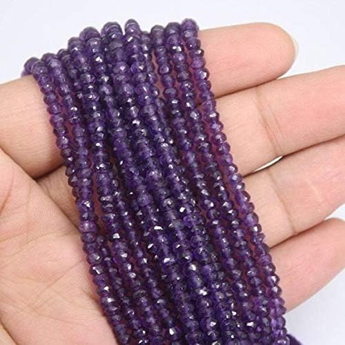 10 Strand Purple Amethyst Faceted Micro Rondelle Spacer Gemstone Loose Beads Strand 13 Inch Long 3.5mm Code-HIGH-1071