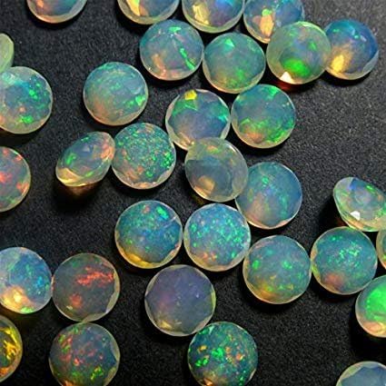 8mm round 5 pieces natural ethiopian welo opal faceted gemstone multi fire opal whole sale for lot