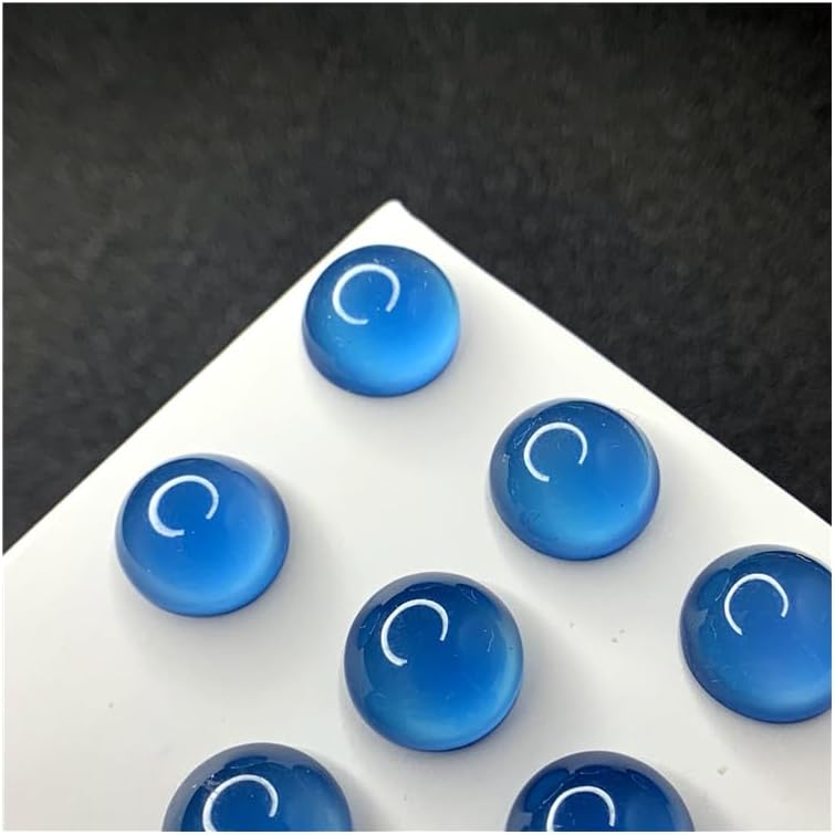 200Pcs Premium Faceted Cat Eye Beads Wholesale - 20mm AB Coated Beads Bulk for Hair Accessories & Keychain Making (Blue3)