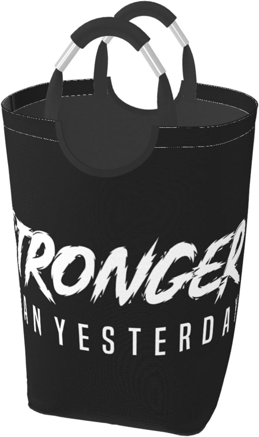 Stronger Than Yesterday - Bodybuilding ​50l Collapsible Laundry Basket With Soft-Grip Handles - Foldable Clothes Hamper For Home, Dorm & Rv Storage​