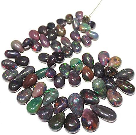 1 Strand Black Opal pear Drop Smooth 12'' Long Strand Gemstone Beads, Jewelry Supplies for Jewelry Making, Bulk Beads, for Meditation Jewellery for Reiki Healing Mystic Gemstone 8mm to 17mm