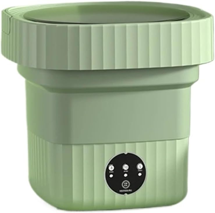 Small Washing Machine, 6L Folding Portable Washing Machine Big Capacity With Spin Dryer Bucket For Clothes Travel Home Underwear Socks Mini Washer for Home RV Camping Dorm(Green)