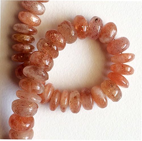 1 strand natural sunstone oregon gemstone beads, smooth plain rondelle beads, 8-13mm beads, 7 inch