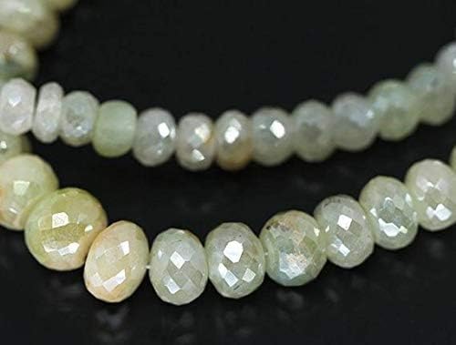 Mystic Coated Green Prehnite Faceted Rondelle Gemstone Loose Craft Beads Strand 8 Inch Long 6mm 10mm Code-HIGH-1540
