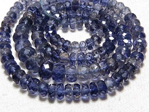 13 inch natural beads strand of 4-7mm faceted rondelle iolite gemstone beads for DIY jewelry - necklace, bracelet, earring, ring.