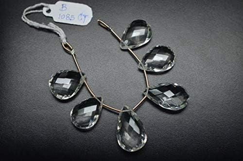 17x22-17x23mm Natural Rock Crystal Micro Faceted Pear Briolette Beads Strand 6 Beads Code-HIGH-59000