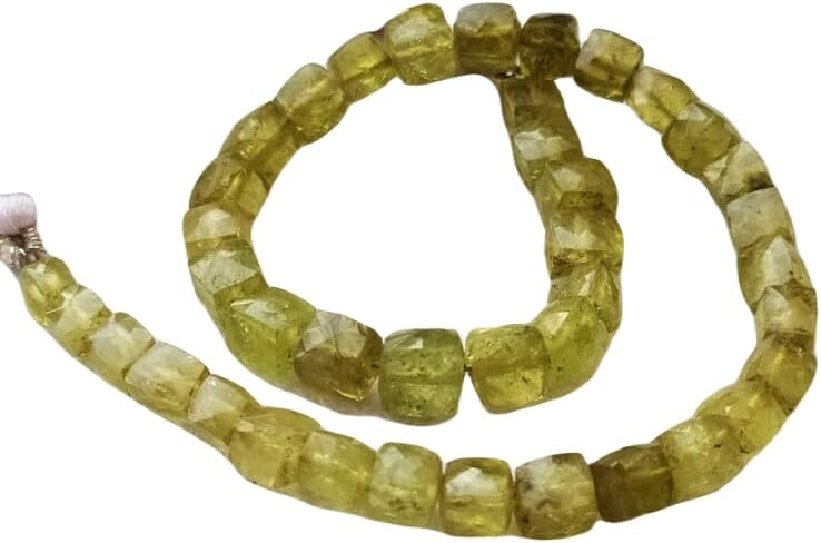 13 inch Strand of Natural gem Green Vessonite, 3.5-5mm Box Faceted Beads for DIY Jewelry Making. | Beads_04559