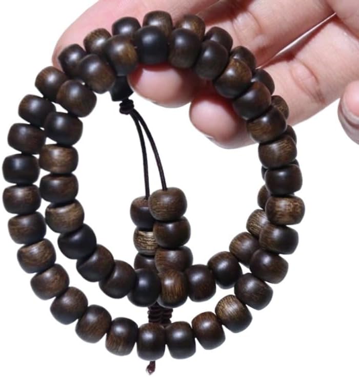 Brunei Qinan agarwood Apple Beads, 8mm*54 Beads, Nine-Part Meditation Beads with a Sweet, Cool, Milky Fragrance and Soft Qinan Texture
