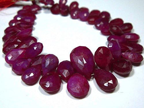13 inch natural beads strand of 6x5-10x7mm faceted pear african ruby gemstone briolletes beads for DIY jewelry - necklace, bracelet, earring, ring.