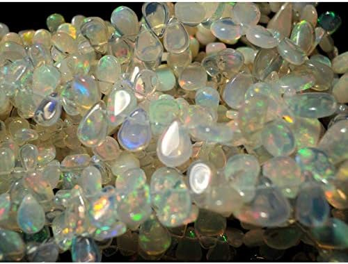 13 inch natural beads strand of 5x8mm smooth pear ethiopian welo opal gemstone briolletes beads for DIY jewelry - necklace, bracelet, earring, ring.