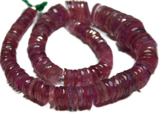 BEADS GEMSTONE 179 carat-Ruby Micro Cut Flat Big Tyre Shape Rondelles -8.50 Inch Long Strand-Stones measure- 6-11mm Code-HIGH-5923