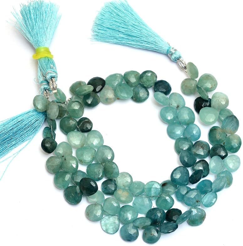 8 inch Strand of Natural grandidierite 9-10mm Heart Faceted briolette Beads for DIY Jewelry Making. |BRIO_03545