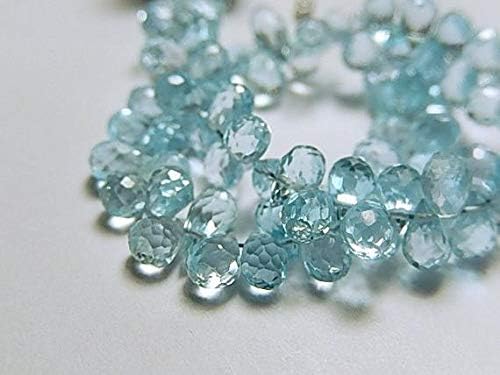 Sky Blue Topaz Gemstone Briolette, Semi Prescious Gemstone Bead. Faceted Topaz Teardrop, 5-6mm 10pcs Code-HIGH-67630