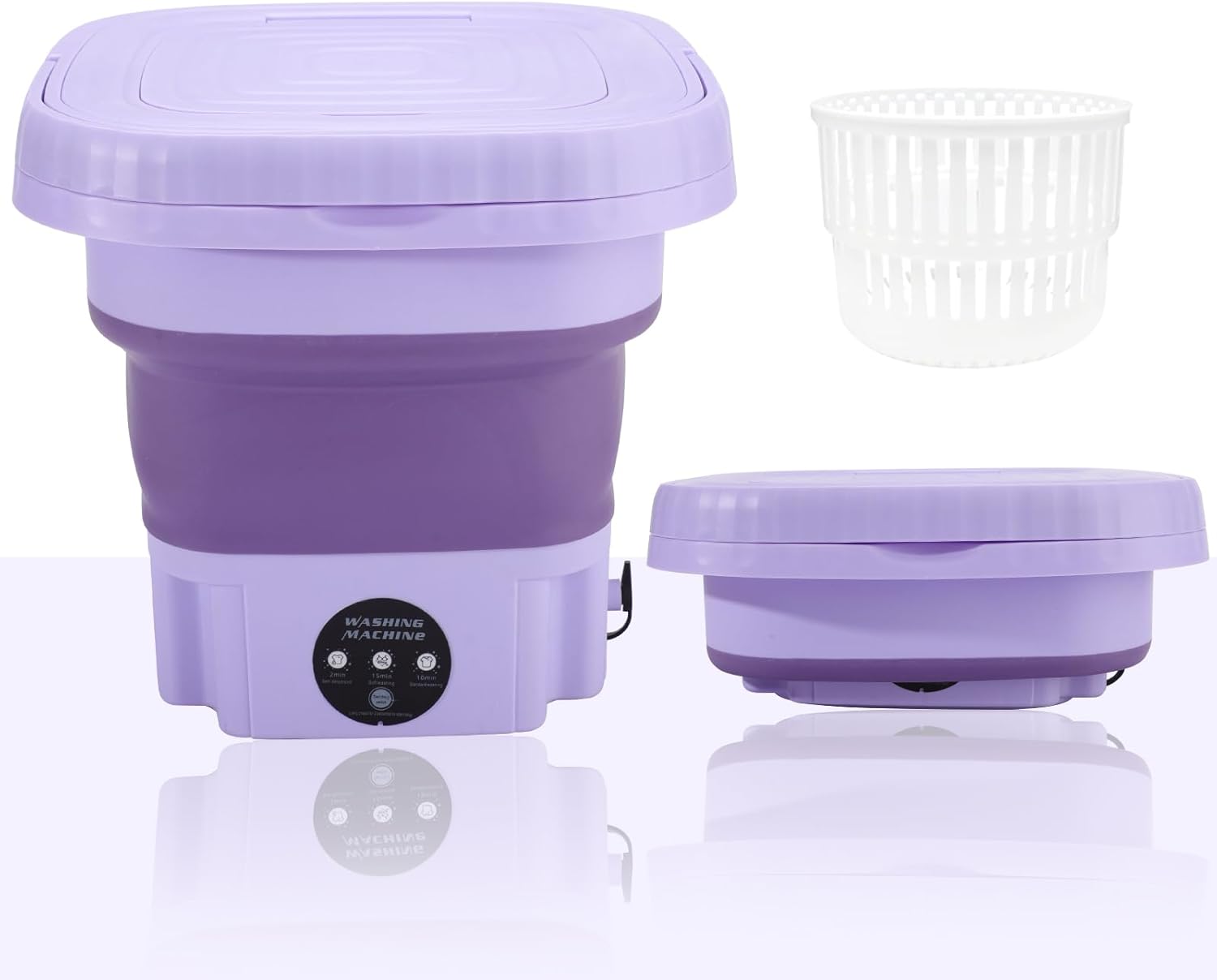 Portable Washing Machine 9L, Mini Foldable Washer Machine for Travel, Camping, RV, Dorms, Apartment,Underwear and Baby Clothes (Lavender Purple)