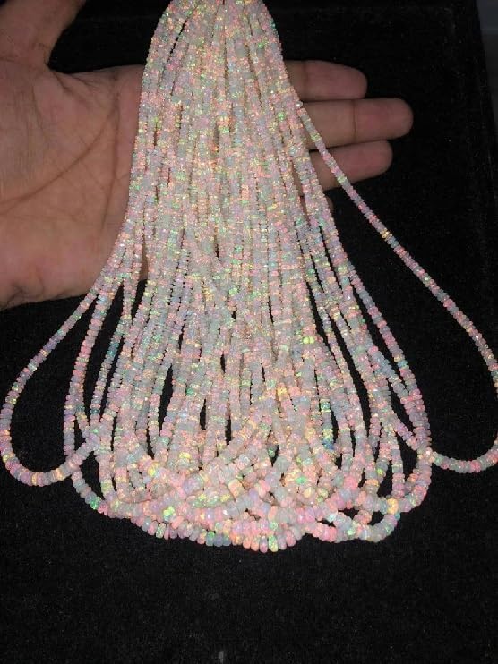 Ethiopian Opal Facted Rondelle Bead 3-5 mm Opal Faceted Rondelle Beads Cut Beads Fire Opal Beads Flashy Opal Bead for Making Jwelery