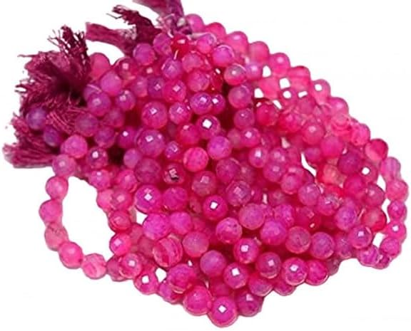 Pink Chalcedony Faceted Round Shape Beads, Gemstone for Jewelry, 7-8mm, 8 Inches lot of 10 Strands CHIK-STRD-95771