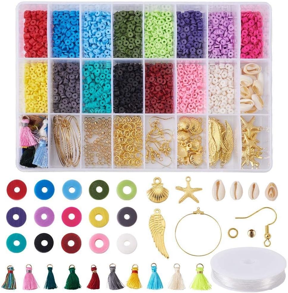 nt Mixed Colors Environmental Handmade Polymer Clay Beads Disc/Flat Round 4 5 6 8mm Heishi Beads for Jewelry Making DIY Hole: 1~2mm D127 (Color : K)