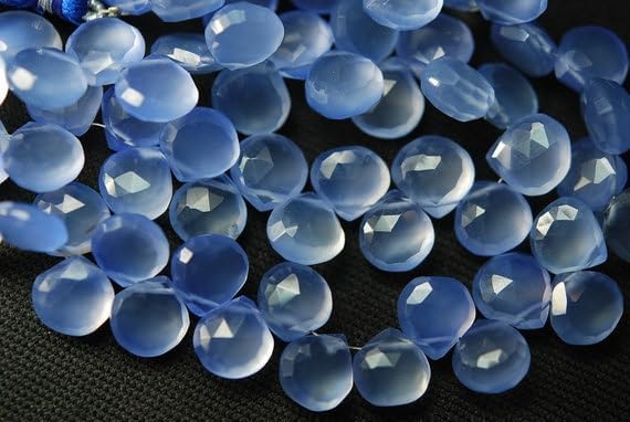 7 inch Strand of Natural Chalcedony 10-11mm Heart Faceted briolette Beads for DIY Jewelry Making. |BRIO_01707