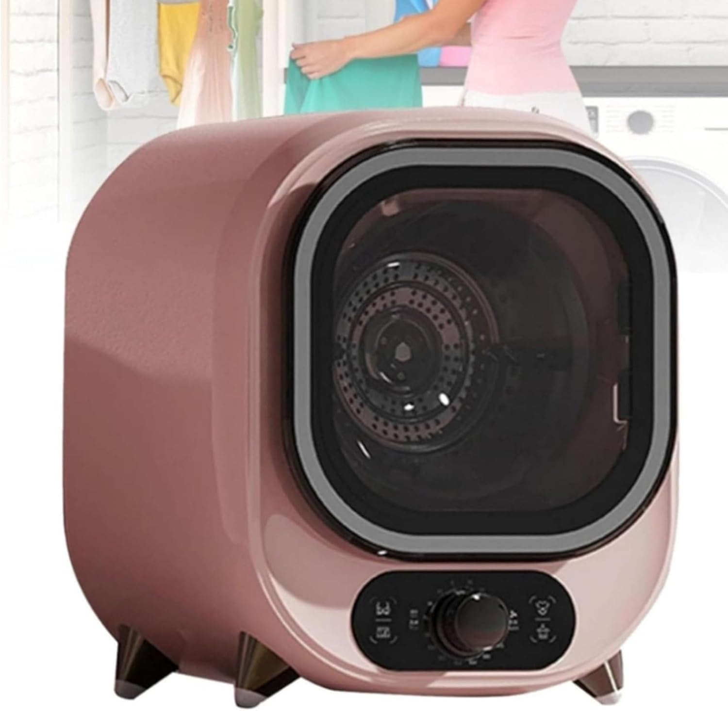 Small Tumble Dryer, 5kg Vented Condenser, Portable & Compact Spin Dryer | Wall Mountable with 0.8kg Load Capacity, Counter Top Solutio for Home, Apartments and Rvs Pink