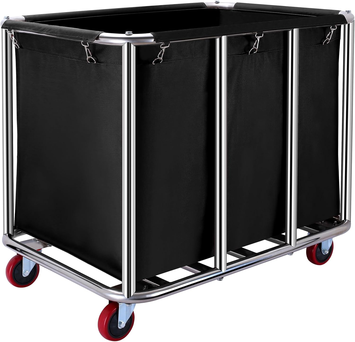 Commercial Laundry cart with Wheels,400L Large Laundry Basket with Wheels,Laundry Hamper on Wheels Heavy Duty with Steel Frame and Waterproof Oxford Cloth, 440Lbs Load (C-Black)
