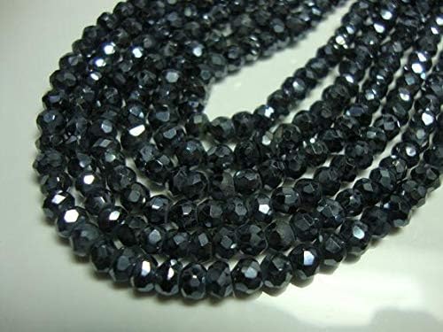 3-3.5mm, Sale, 3x14 Inch Strand, Silver Black Spinel Micro Faceted Rondelles Code-HIGH-62187