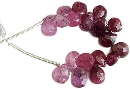 1 Strand Natural Pink Sapphire Faceted Pear Beads, Natural Sapphire Beads, Pink Sapphire Necklace, 6x8mm, 4 Inch