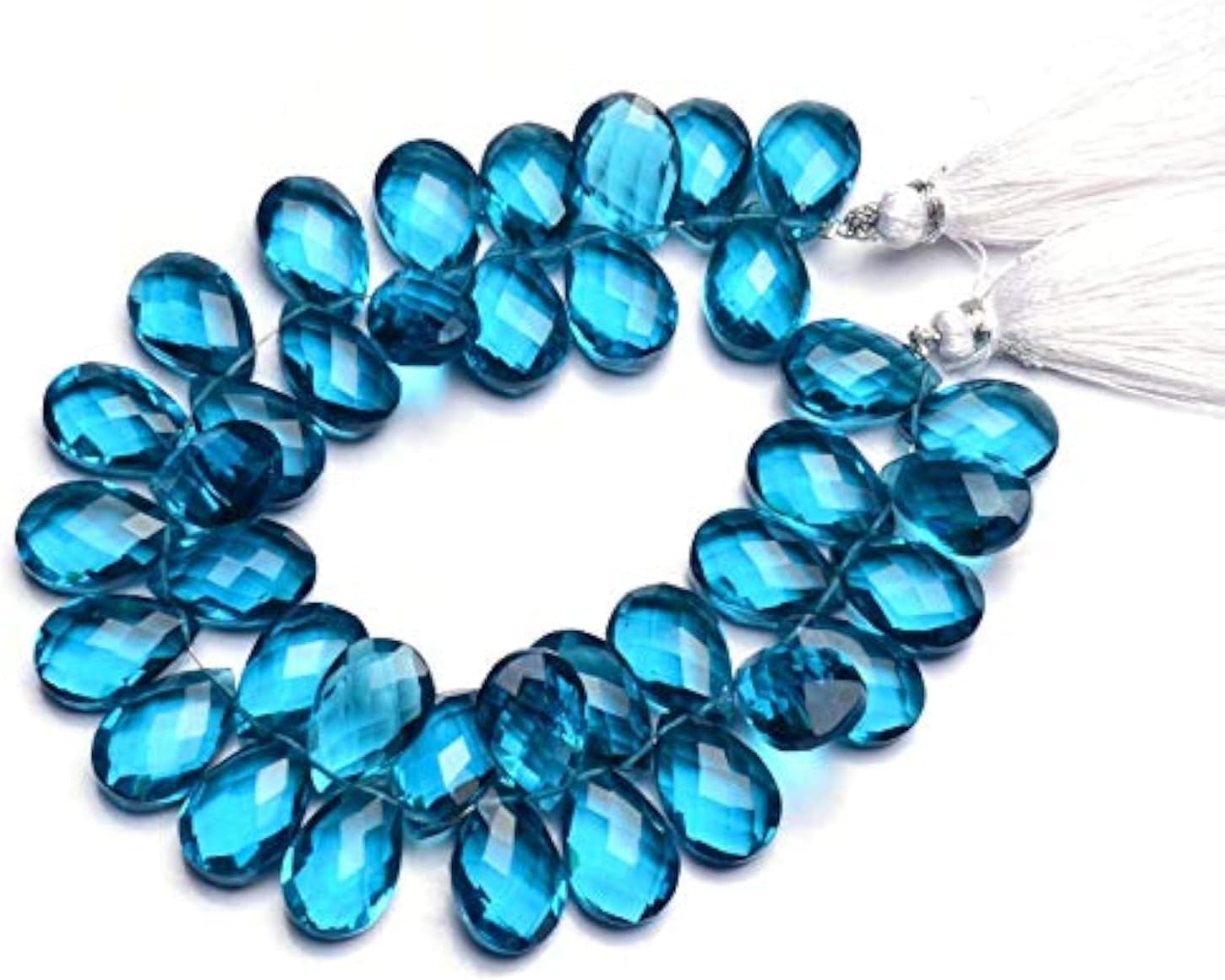 GEMZ 10 inch Strand of Natural neon Apatite Quartz pear Shape Faceted Cut Blue Color briollete Beads for DIY Jewelry Making- Earring Necklace Bracelet.