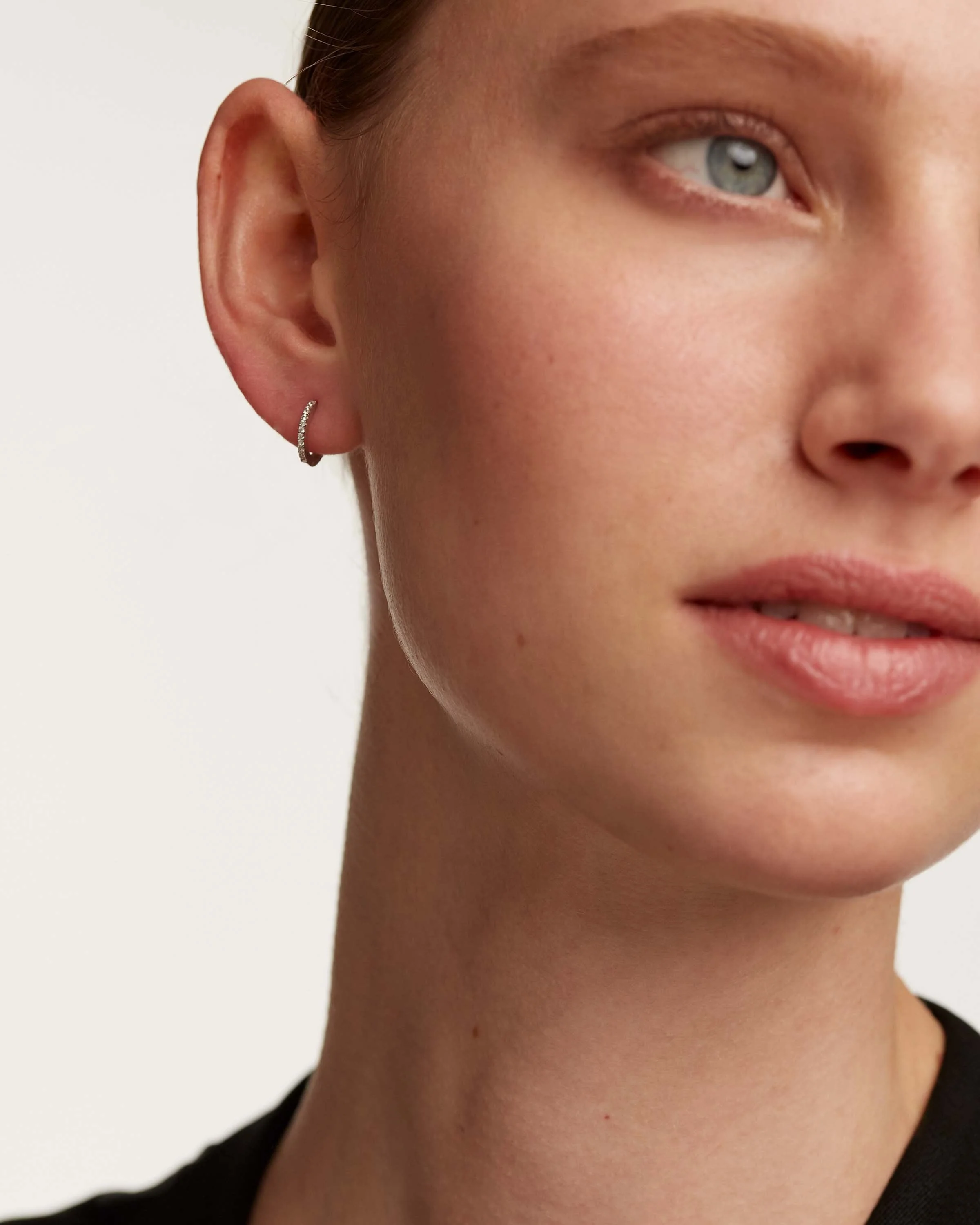 White Mini Hoops Silver