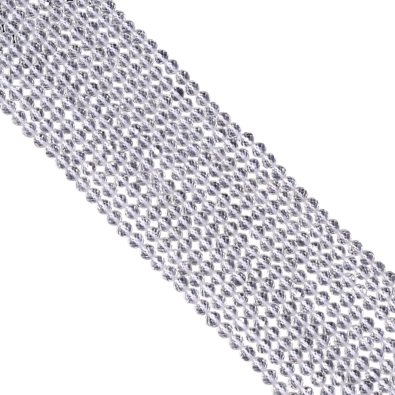 Natural White Crystal Gemstone Round Shape Faceted Beads 4X4mm 50 Strand 13