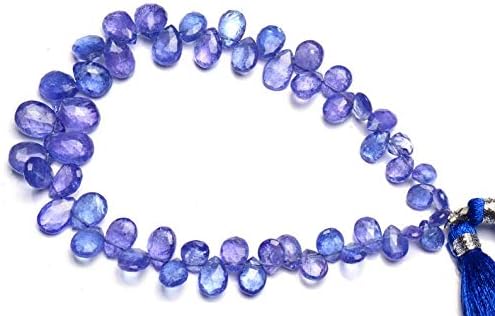 GEMZ 4 inch Strand of Natural Tanzanite pear Shape Faceted Cut Blue Color briollete Beads for DIY Jewelry Making- Earring Necklace Bracelet.