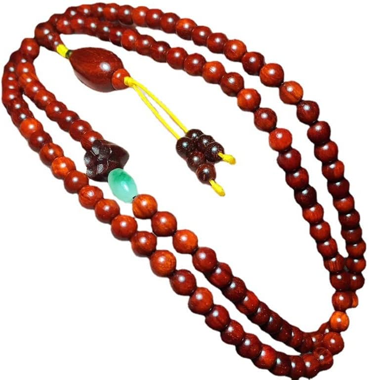 Mascot Wooden Crafts Wood Carving Art Wood Decoration Artwork 小叶紫檀0.6 * 108颗带星 搭配水滴挂坠内搭梅 珠子圆润饱满(小叶紫檀水滴花朵款6MM)