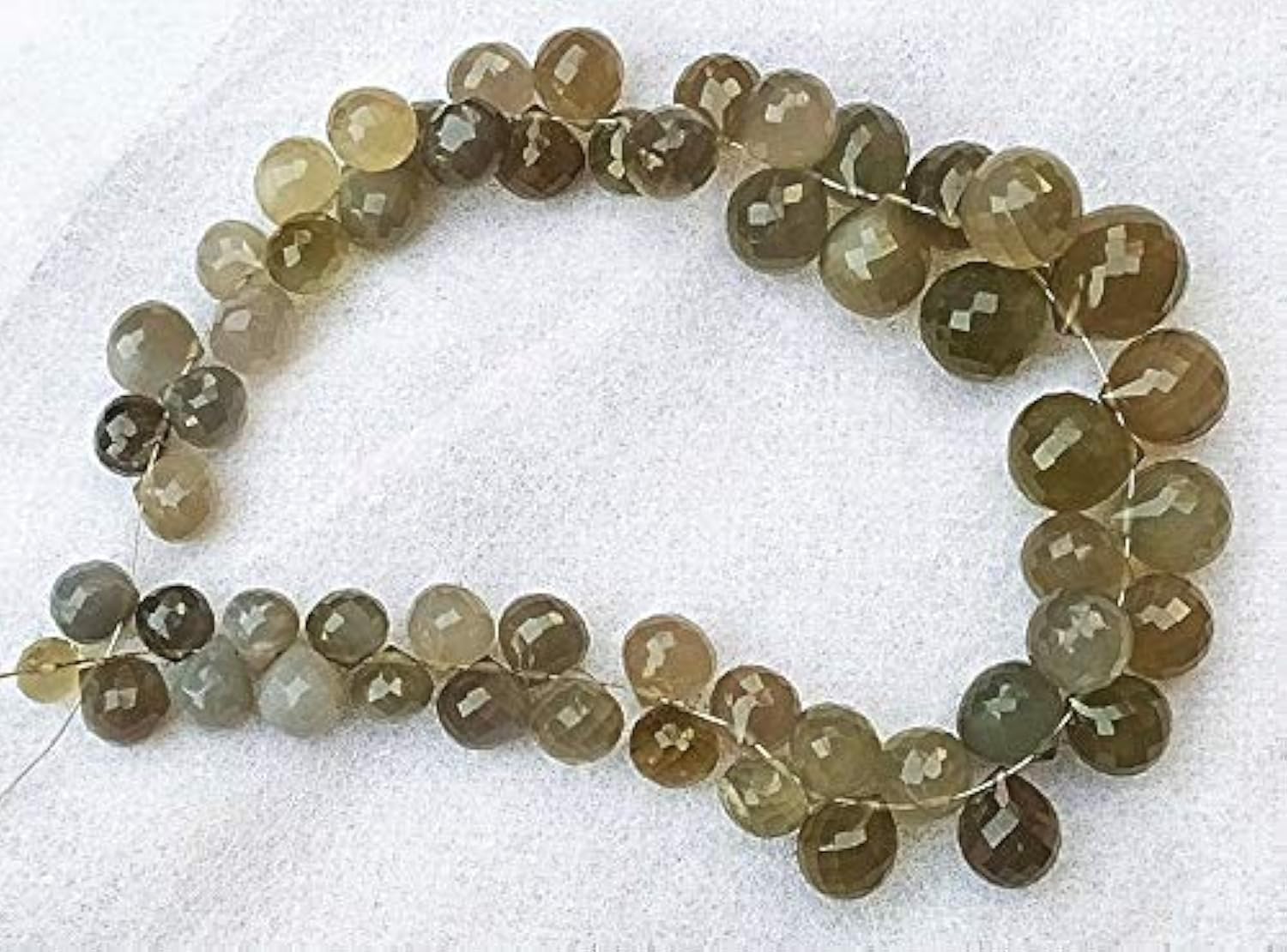 GEMZ 10 inch Strand of Natural Gray Moonstone Drop Shape Faceted Cut Gray Color briollete Beads for DIY Jewelry Making- Earring Necklace Bracelet.