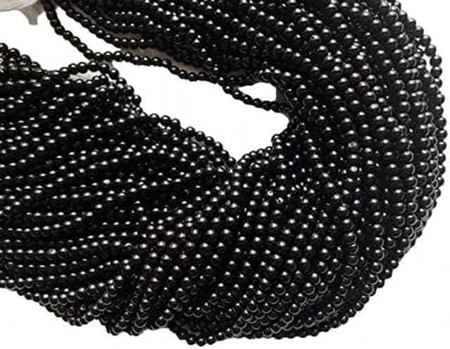 Natural Black Spinel Plain Round Beads, Round Balls 3.5-4mm, 14 Inch lot of 25 Strands CHIK-STRD-99616