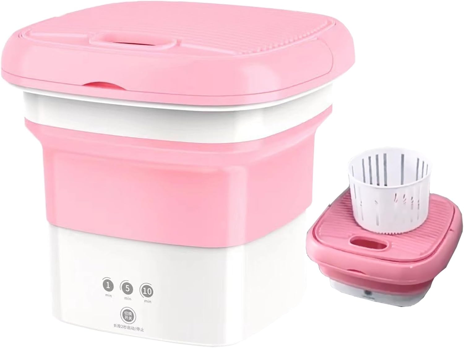 Portable Washing Machine, Mini Washing Machine Foldable, 4.5l with Drain Basket, for Baby Washing Machine Apartment, Laundry, Camping, Rv, Travel (Color : Pink)