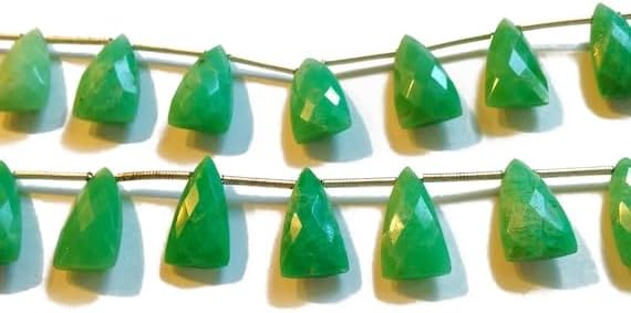 BEADS GEMSTONE 1 Strand Natural 8 Inch Long Long Chrysoprase elongated faceted trillions. Approx. 8x15mm Code-HIGH-4333