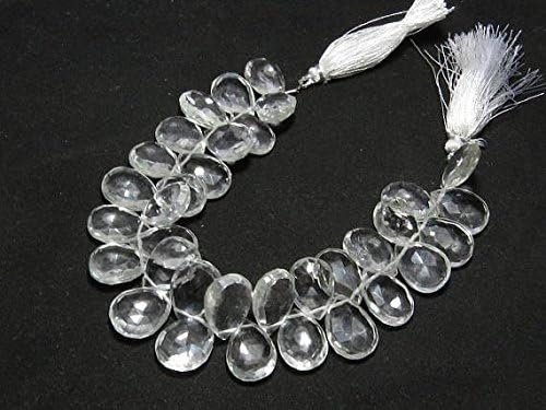 13 inch natural beads strand of 12x16-13x18mm faceted pear crystal quartz gemstone beads for DIY jewelry - necklace, bracelet, earring, ring.