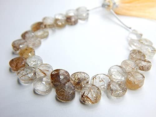 Copper Rutile Faceted Teardrop Beads Heart Shape Briolettes Size 7.mm Approx 6