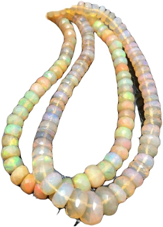 13 inch Strand of Natural gem Ethiopian Opal, 4-8 mm Rondelle Faceted Beads for DIY Jewelry Making. | Beads_03723, as per photo