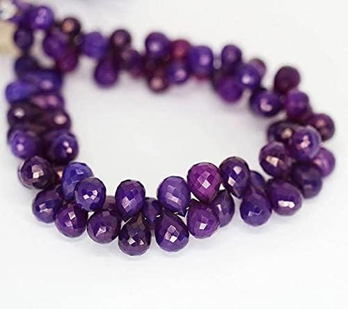 8 inch Strand of Natural Chalcedony 9mm11mm Drop Faceted briolette Beads for DIY Jewelry Making. |BRIO_01702