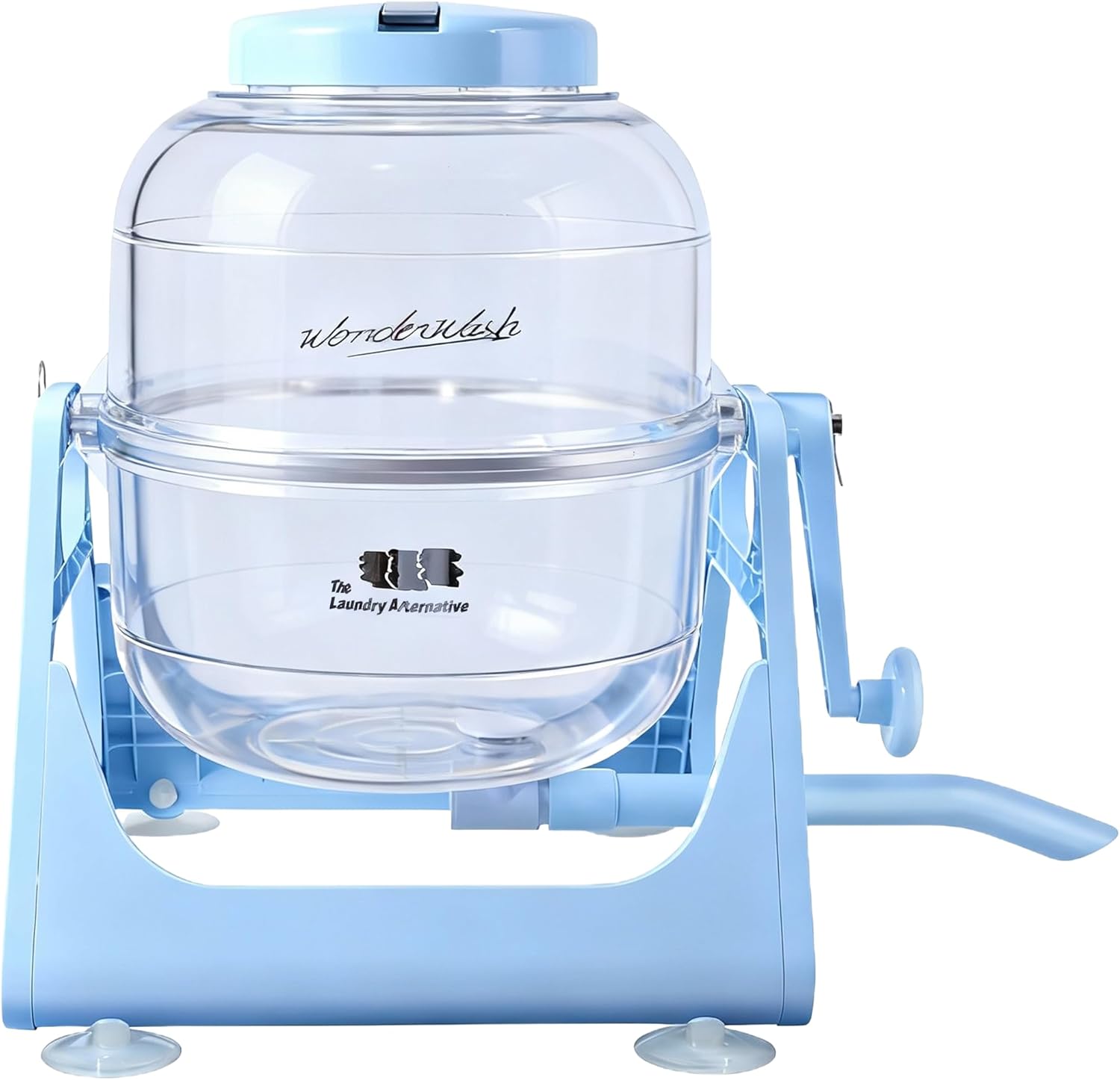 WonderWash Portable Washing Machine for Apartment & Tiny Spaces - Manual Hand Clothes Washer with Retro Design - Clean Laundry Anywhere with Our Countertop, Non-Electric, Small Washer (Transparent)