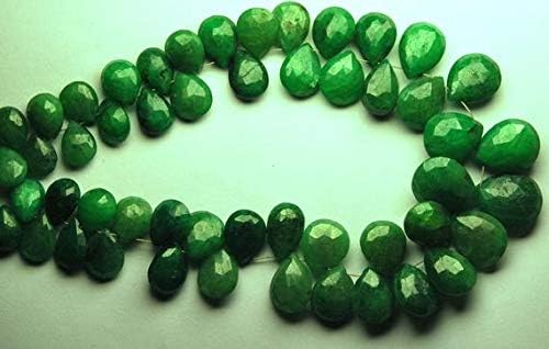 15 Pieces,Superb-Superb, Dyed Natural Green Ruby Faceted Pear Shape Briolettes, 10-14mm Size Code-HIGH-54630