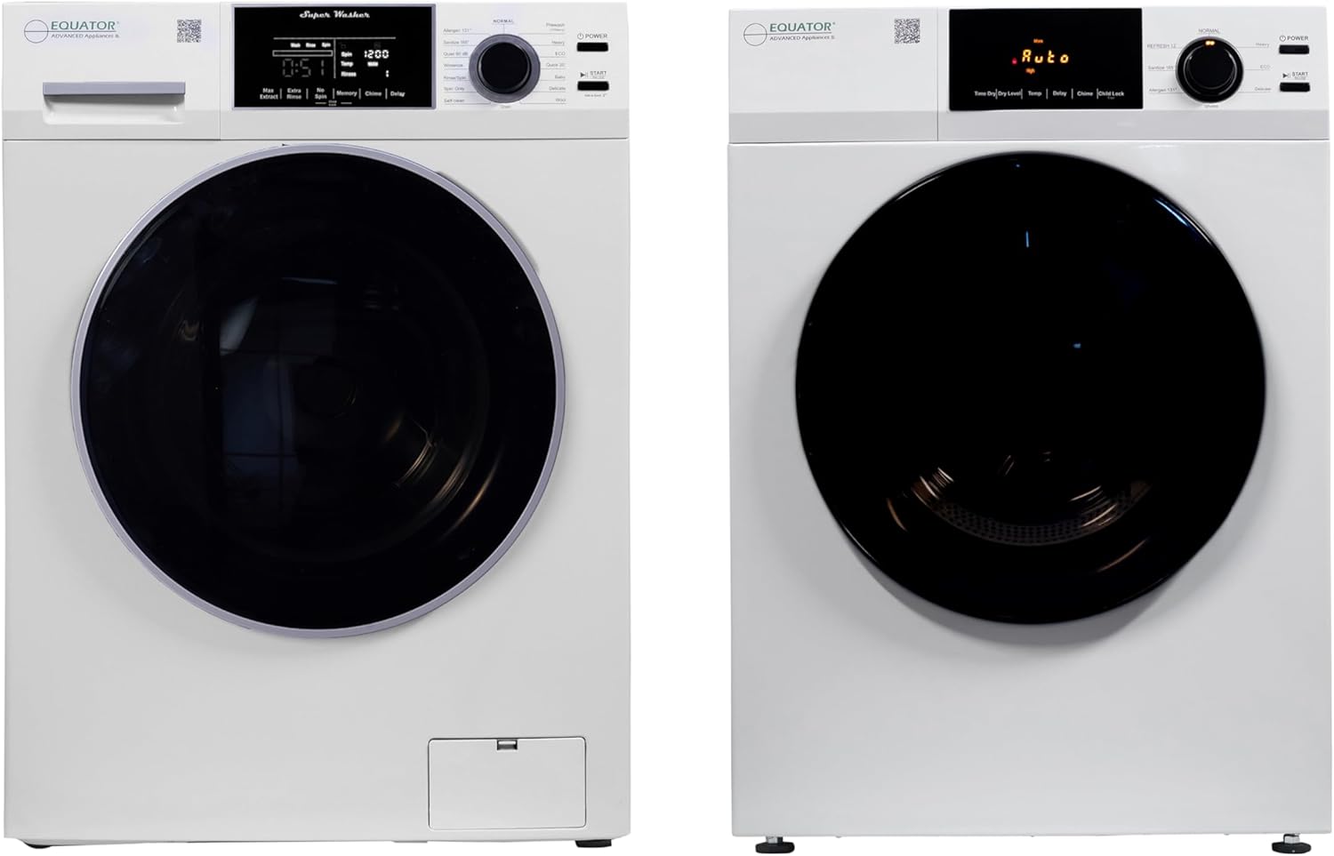 Equator DELUXE Matching LAUNDRY SET 110V Washer 1.9 cu.ft + Vented Sensor Dryer 4 cu.ft (Side by Side)