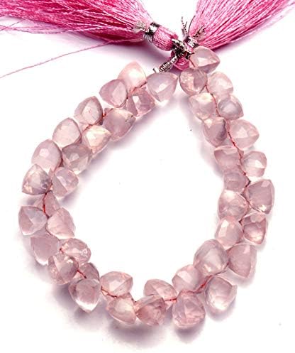 GEMZ 6 inch Strand of Natural Rose Quartz 3D Trillion Shape Faceted Cut Pink Color briollete Beads for DIY Jewelry Making- Earring Necklace Bracelet.
