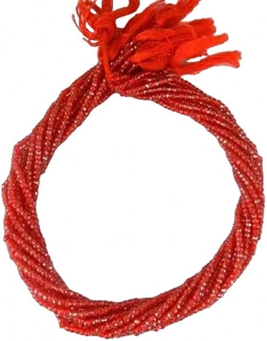 Carnelian Cubic Zirconia Rondelle – Beads Measure 3-4mm 13 inch Long lot of 10 Strands CHIK-STRD-94759