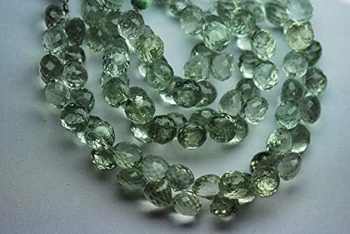 8 Inch Strand,Super Rare AAA Natural Green Amethyst Faceted Onion Shape Briolettes Size 8-9mm Code-HIGH-63631
