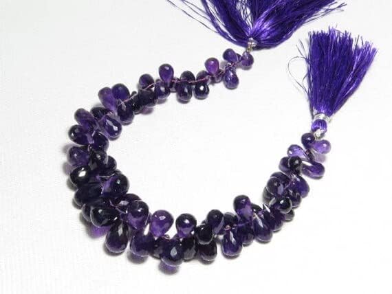 8 inch Strand of gem Amethyst 4x8-8x12mm Tear Drop Faceted Beads for DIY Jewelry Making. Amethyst Beads Strand