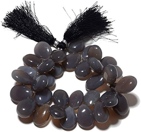 13 inch natural beads strand of 11x17-14x19mm smooth pear gray chalcedony gemstone briolletes beads for DIY jewelry - necklace, bracelet, earring, ring.