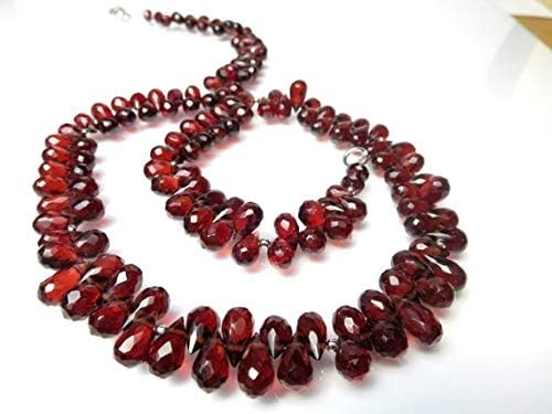 925 sterling Silver Personalized Gift 8.5 to 7.5mm x 5 to 6mm stacking Red Garnet Necklace Drop, Faceted 16